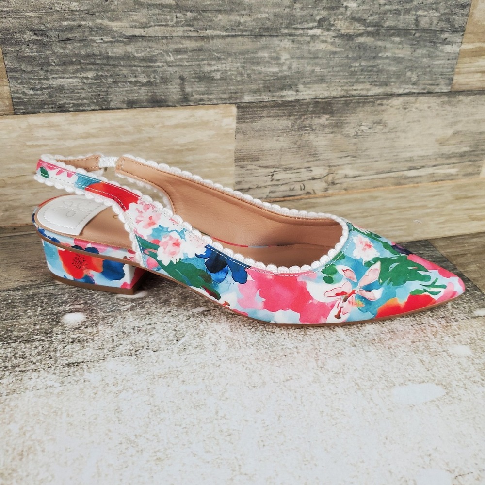 Chinese Laundry Mango Womens Slingback Pumps Sz 6.5 M Multi Floral Pointed Toe
